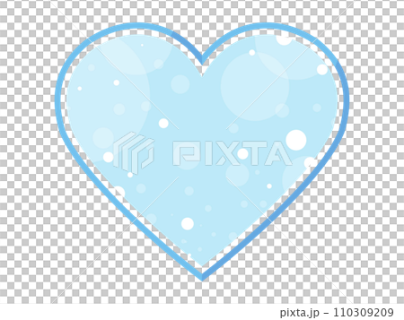 水色のキラキラかわいい二重ハートフレーム 110309209