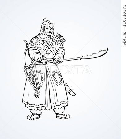 Vector drawing of Chinese warrior Vector drawing of Chinese warrior 110310171