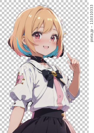 アイドルをやっている金髪のボブカットの女の子のイラストのイラスト