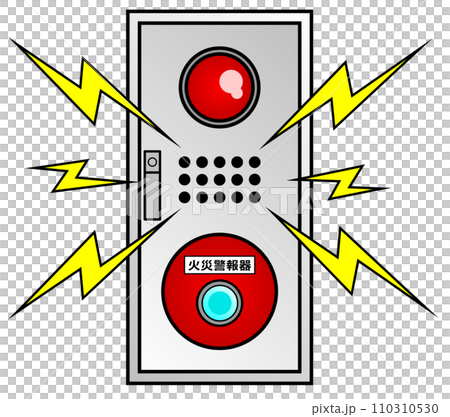Illustration of a fire alarm that sounds a siren in the event of an emergency such as a fire or fire Illustration of a fire alarm that sounds a siren in the event of an emergency such as a fire or fire 110310530