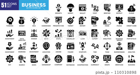 Business icons bundle. Glyph icon style. Vector illustration. Business icons bundle. Glyph icon style. Vector illustration. 110310898