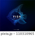 Abstract blue color fish on a black background Vector illustration of a starry sea 110310965