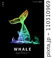 Abstract color whale on a black background.Vector illustration of a starry sea . The whale consists of lines. 110310969