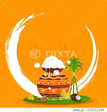 Illustration of Happy Pongal Holiday Background for Pongal Festival of Tamil Nadu India. 110311204
