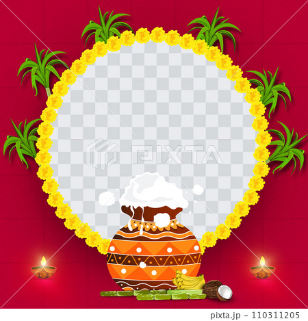 Happy Pongal holiday festival of India background design template. Vector illustration Happy Pongal holiday festival of India background design template. Vector illustration 110311205