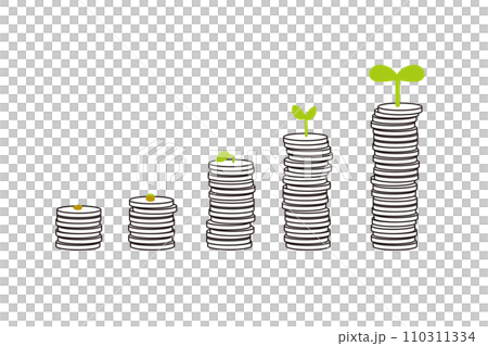 growing stack of coins 110311334