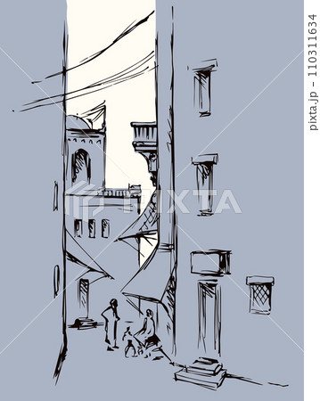 Old eastern city. Vector drawing Old eastern city. Vector drawing 110311634