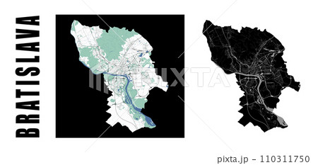 Bratislava map, Slovakia. City within administrative municipal borders. 110311750