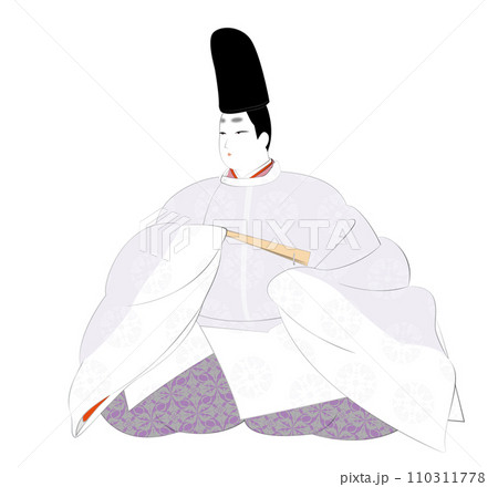 日本の貴族の古典装束.冬の直衣姿の男性。平安時代イメージイラスト 110311778