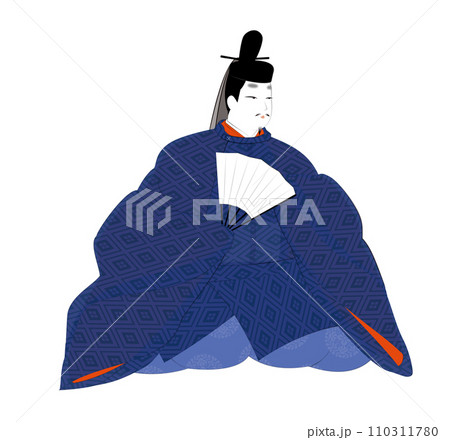 日本の貴族の古典衣裳.夏の直衣姿の男性。平安時代イメージイラスト 110311780