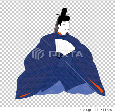 Classical costumes of Japanese aristocrats.A man in summer robes. Heian period image illustration 110311780