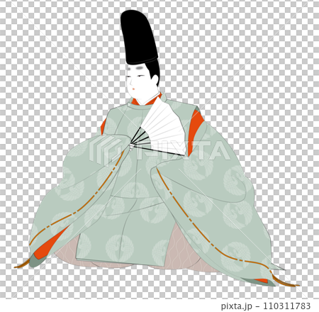 Classical costume of Japanese aristocrats.A man in casual kari-gi. Heian image illustration 110311783