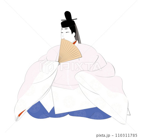 日本の貴族の古典装束.冬の直衣姿の男性。平安時代イメージイラスト 110311785