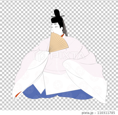 Classical costume of Japanese aristocrats.A man in winter robes. Heian period image illustration 110311785