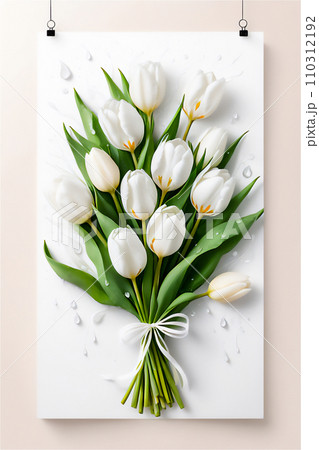 Card with white tulips. 110312192