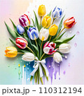 Elegant bouquet of colorful tulips. 110312194