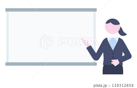ホワイトボードの前に立つ女性のイラスト ホワイトボードの前に立つ女性のイラスト 110312658