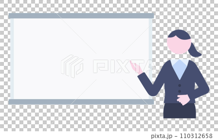 ホワイトボードの前に立つ女性のイラスト ホワイトボードの前に立つ女性のイラスト 110312658