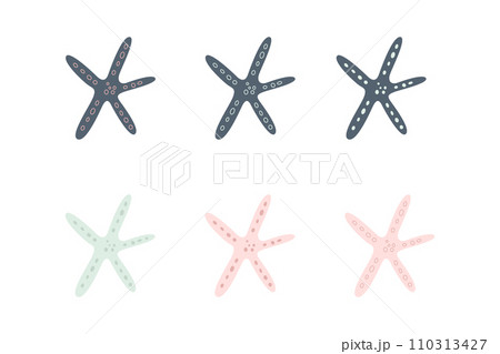 Starfish in flat style. Marine icon in cartoon style. Summer vector illustration. 110313427