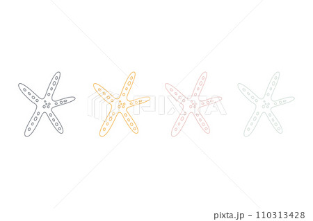 Starfish in flat style. Marine icon in cartoon style. Summer vector illustration. 110313428