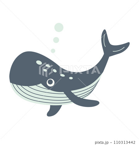 Whale is a cute marine marine animal, Vector illustration 110313442