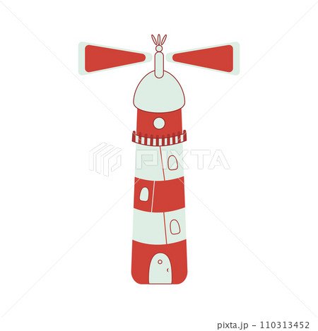 Lighthouse, track lighting. Flat design, vector illustration. 110313452