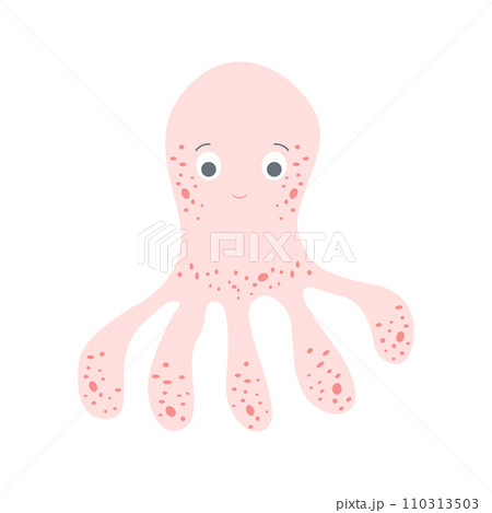 Cute octopus. Vector flat illustration. Cartoon sea animal. Cute octopus. Vector flat illustration. Cartoon sea animal. 110313503