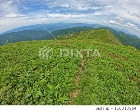 和賀岳山頂からの田沢湖・森吉山・秋田駒ヶ岳・岩手山 110313564