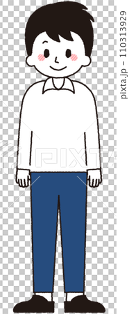 男性が立っているイラスト。手書き風のシンプルなデザイン。 110313929