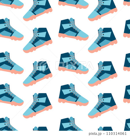 Seamless pattern. Various sports equipment. Fitness equipment, gym accessories. Sports sneakers. Seamless pattern. Various sports equipment. Fitness equipment, gym accessories. Sports sneakers. 110314061