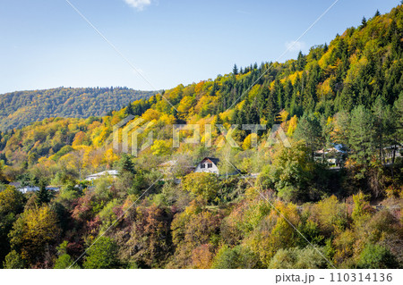 Bright landscape of autumn mountains of Ossetia 110314136