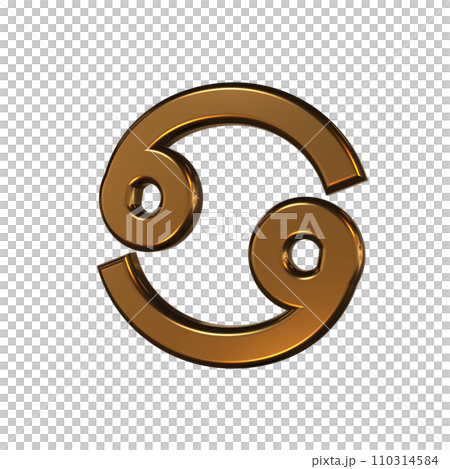 巨蟹座星座星座標記符號黃金 3D 巨蟹座星座星座標記符號黃金 3D 110314584