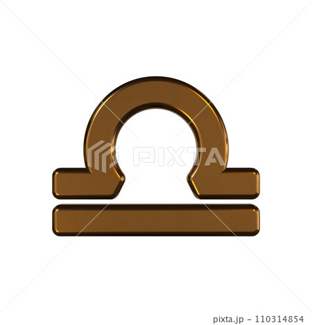 天秤座 星占い 星座マーク シンボル　金　3D 110314854