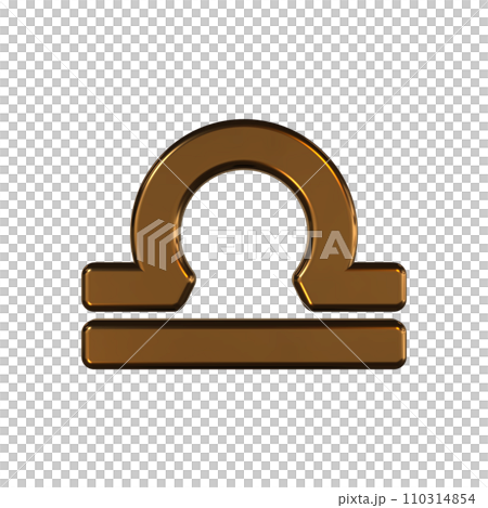 天秤座 星占い 星座マーク シンボル　金　3D 110314854