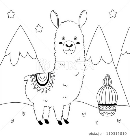 black and white print with llama 110315810
