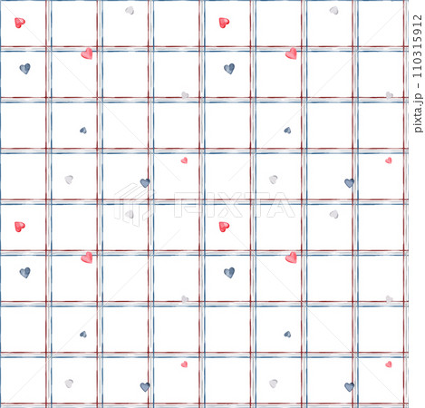 Vector Seamless Lines with heart pattern abstract on isolated background. Grid paper used for notes or decoration. French style seamless pattern texture for shirts, plaid, tablecloths, clothes Vector Seamless Lines with heart pattern abstract on isolated background. Grid paper used for notes or decoration. French style seamless pattern texture for shirts, plaid, tablecloths, clothes 110315912