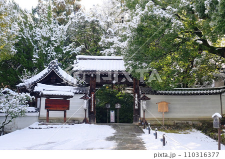 積雪の京都市東山区 青蓮院門跡の山門 110316377