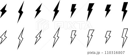 黒い電撃アイコンセット 110316807