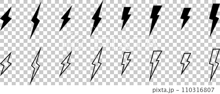 黒い電撃アイコンセット 110316807