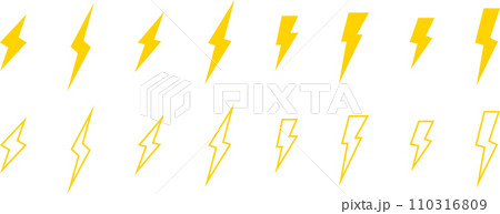黄色の電撃アイコンセット 110316809