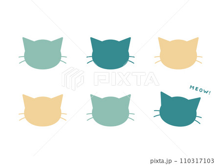 猫の顔　シルエット 110317103