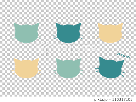 猫の顔　シルエット 110317103