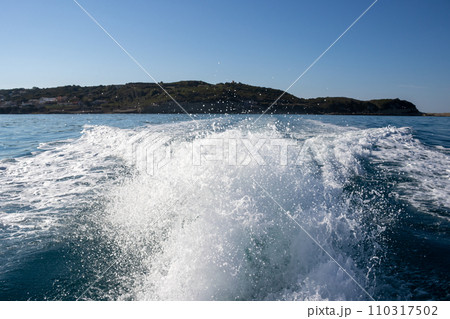 Island Corfu and Ionian sea from a boat 110317502