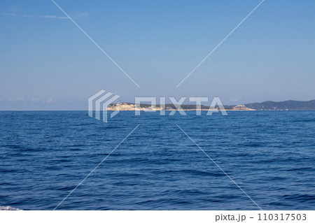 Island Corfu and Ionian sea from a boat 110317503