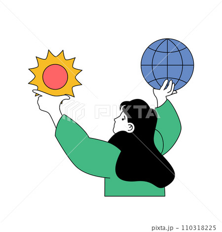 Ecology concept with cartoon people in flat design for web. Eco friendly woman protecting earth planet and using renewable resources. Vector illustration for social media banner, marketing material. Ecology concept with cartoon people in flat design for web. Eco friendly woman protecting earth planet and using renewable resources. Vector illustration for social media banner, marketing material. 110318225