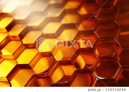 AI-generated content. Detailed illustration of honeycomb. Generative AI 110319244