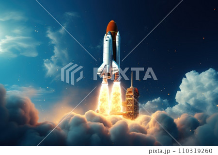 AI-generated content. A rocket launching into space, reaching new heights. Generative AI 110319260