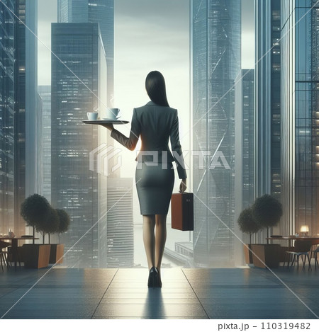 business woman in the office of a business center with coffee business woman in the office of a business center with coffee 110319482