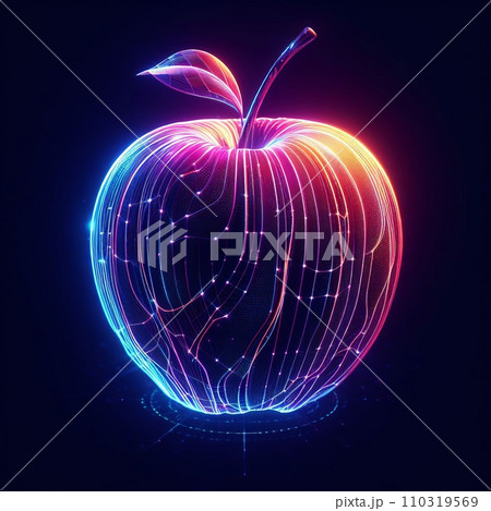 Futuristic glowing neon apple fruit 110319569