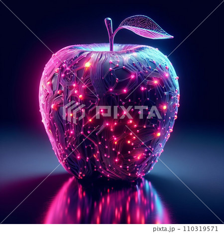 Futuristic glowing neon apple fruit 110319571